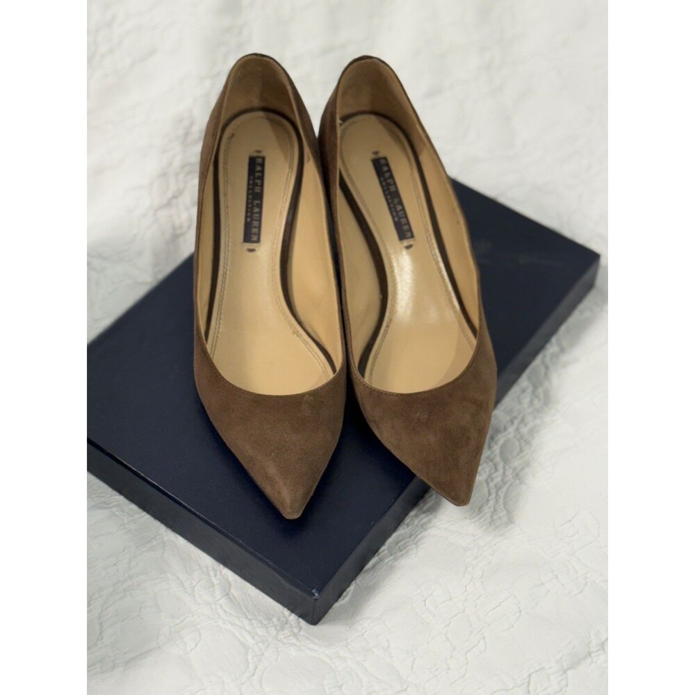Ralph Lauren Collection Purple Label Dinah brown suede 8 women Pump Shoes